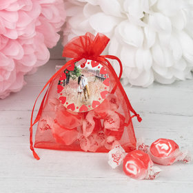 Personalized Valentine's Day Taffy Organza Bags Favor - Heart Wreath