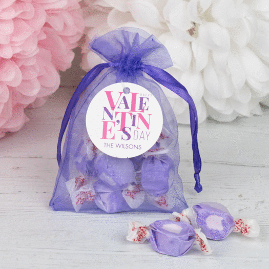 Personalized Valentine's Day Taffy Organza Bags Favor - Valentine Letters