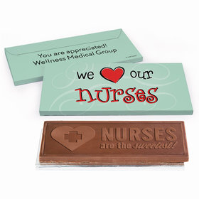 Deluxe Personalized Nurse Appreciation Hearts Embossed Chocolate Bar in Gift Box