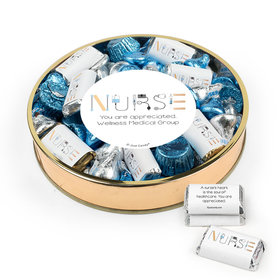 Personalized Nurse Appreciation Large Plastic Tin Hershey's Miniatures, Kisses & JC Peanut Butter Cups