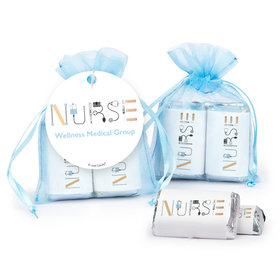 Personalized Nurse Appreciation First Aid Hershey's Miniatures in Organza Bags with Gift Tag