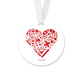 Round Red Heart Nurse Appreciation Favor Gift Tags (20 Pack)