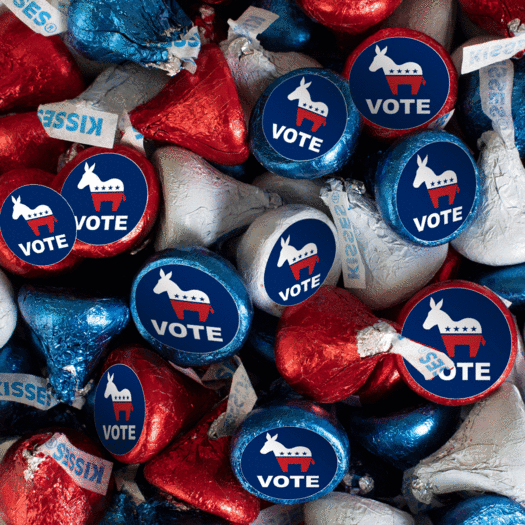 DIY Democrat Election Stickers and Hershey's Kisses