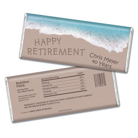 Retirement Personalized Chocolate Bar Message in Sand by Sea