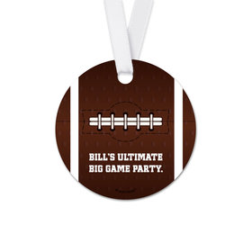 Personalized Round Super Bowl Themed Football Favor Gift Tags (20 Pack)