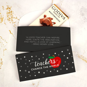 Deluxe Personalized Teacher Appreciation Change the World Godiva Chocolate Bar in Gift Box (3.1oz)