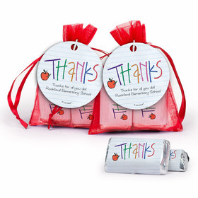 Personalized Teacher Appreciation Doodle Hershey's Miniatures in Organza Bags with Gift Tag