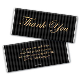 Business Thank You Personalized Chocolate Bar Wrappers Formal Gold & Pinstripes