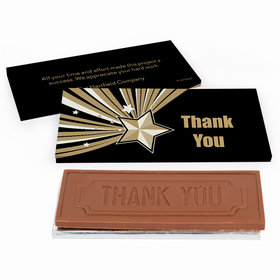 Deluxe Personalized Business Thank You Gold Star Chocolate Bar in Gift Box