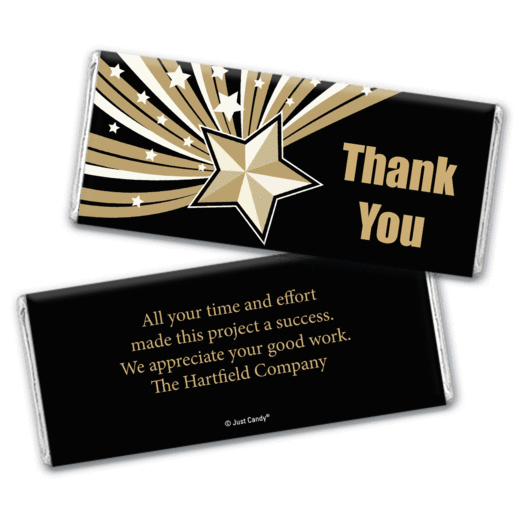 Business Thank You Personalized Chocolate Bar Wrappers Gold Stars