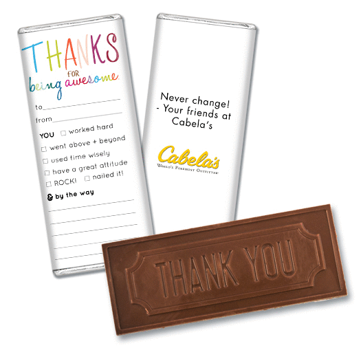 Personalized Thank You For Being Awesome Embossed Chocolate Bar & Wrapper