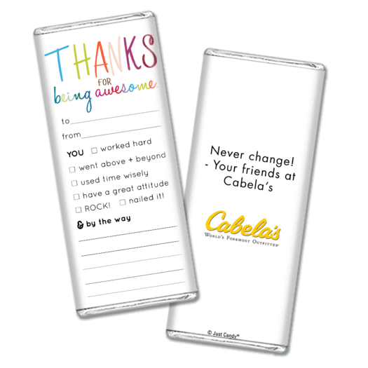 Personalized Thank You For Being Awesome Chocolate Bar Wrappers Only