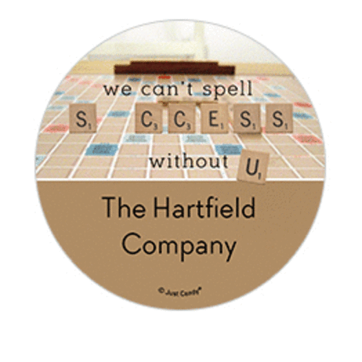Personalized Thank You Scrabble Success 2" Sticker for Small Mason Jar