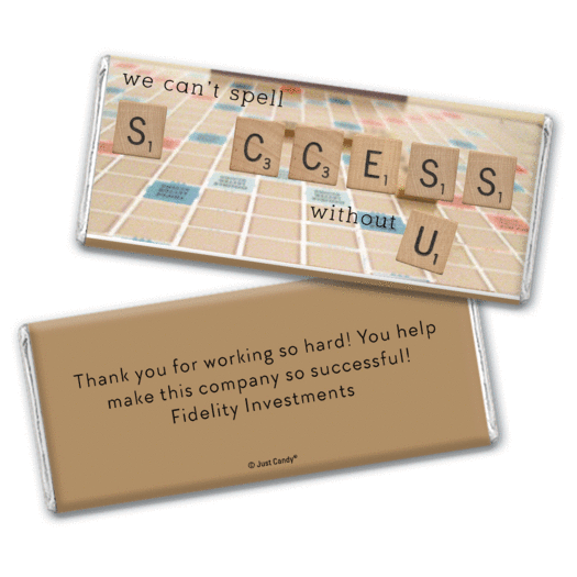 Personalized Thank You Scrabble Success Chocolate Bar Wrappers Only