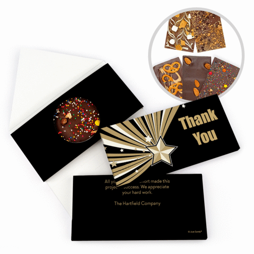 Personalized Thank You Gold Star Gourmet Infused Belgian Chocolate Bars (3.5oz)