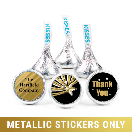 Personalized Metallic Thank You Shining Star 3/4" Stickers (108 Stickers)