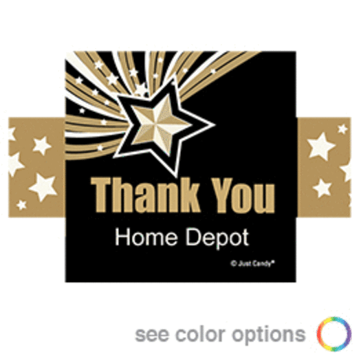 Personalized Thank You Gold Star Square Sticker for Trendy Trash Popcorn