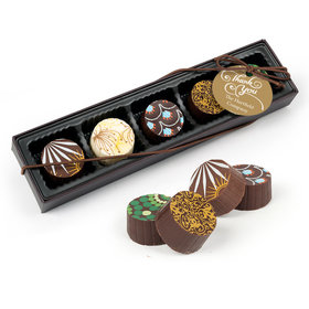 Personalized Thank You Swirls Gourmet Chocolate Truffle Gift Box (5 Truffles)