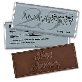 Anniversary Party Favors Personalized Embossed Chocolate Bar 25th Anniversary Chocolate Favor