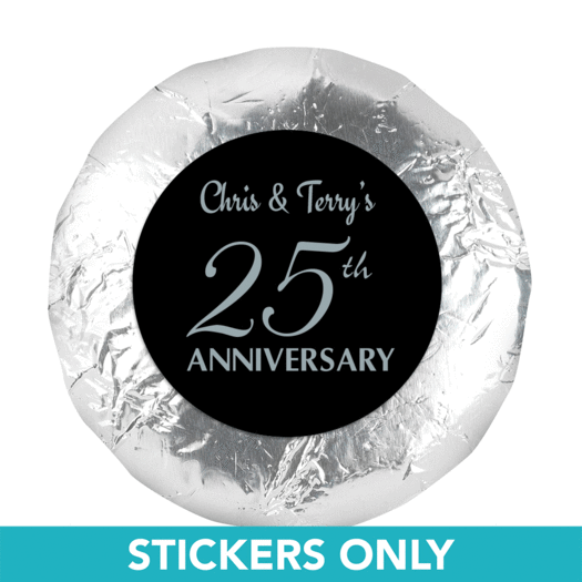 Anniversary Simple 25th Anniversary 1.25" Sticker (48 Stickers)