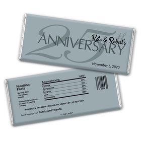 Anniversary Personalized Chocolate Bar Wrappers 25th Anniversary Chocolate Favor
