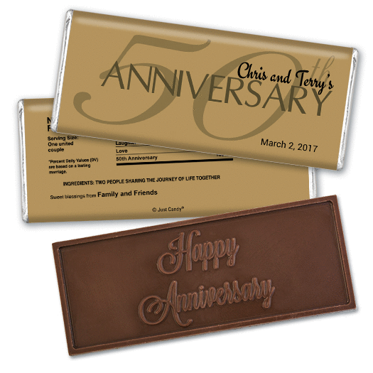 Anniversary Party Favors Personalized Embossed Chocolate Bar 50th Anniversary Chocolate Favor