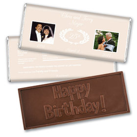 Anniversary Personalized Embossed Chocolate Bar Then & Now Photo