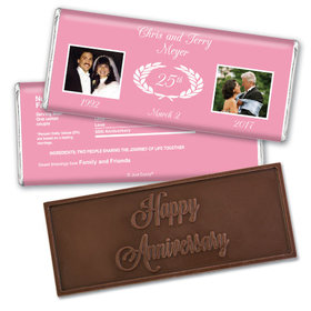 Anniversary Personalized Embossed Chocolate Bar Then & Now Photo