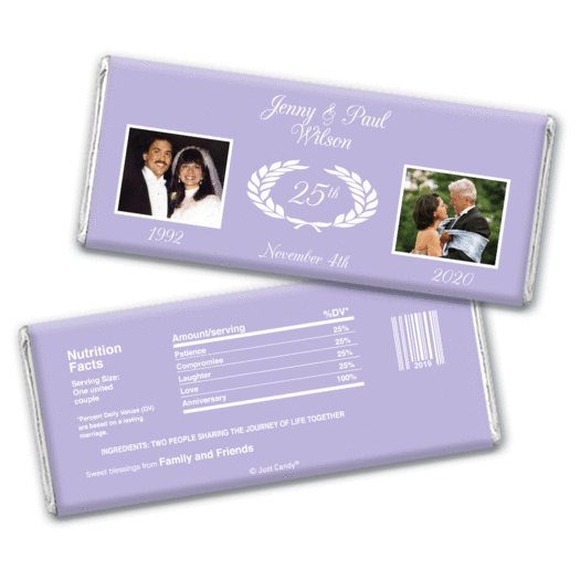 Anniversary Personalized Chocolate Bar Wrappers Then & Now Photo