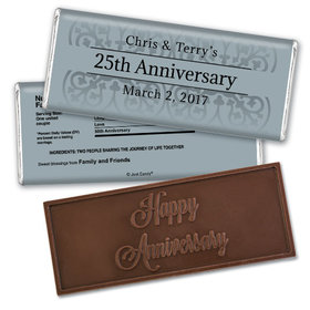 Anniversary Personalized Embossed Chocolate Bar 25th Fleur de Lis Gilded