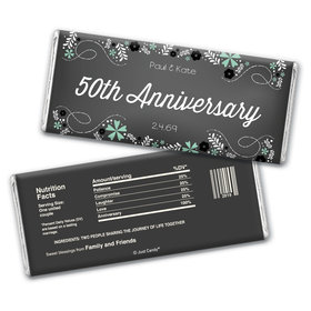 Anniversary Personalized Chocolate Bar Wrappers Flowers & Scrolls