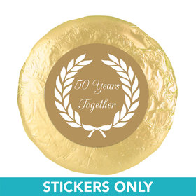 Anniversary 1.25" Sticker Then and Now Golden 50th (48 Stickers)