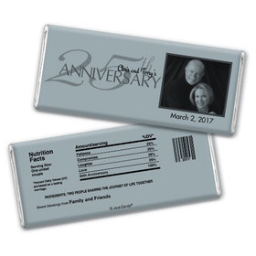 Anniversary Party Favors Personalized Chocolate Bar 25th Silver Anniversary Party Favors - Simple Photo Chocolate & Wrapper