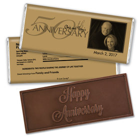 Anniversary Party Favors Personalized Embossed Chocolate Bar 50th Golden Anniversary Party Favors - Simple Photo Chocolate & Wrapper