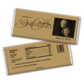 Anniversary Party Favors Personalized Chocolate Bar Wrappers 50th Golden Anniversary Party Favors - Simple Photo Chocolate & Wrapper