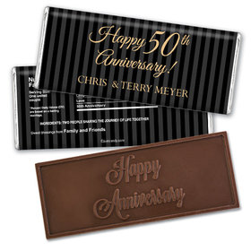 Anniversary Personalized Embossed Chocolate Bar 50th Pinstripe