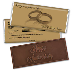 Anniversary Personalized Embossed Chocolate Bar 50th Rings