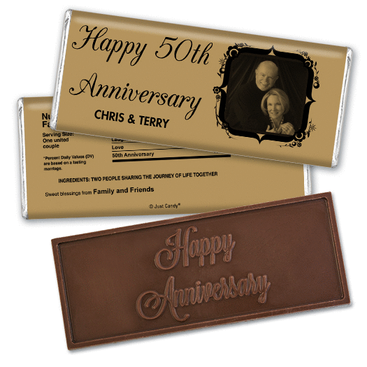 Anniversary Personalized Embossed Chocolate Bar 50th Anniversary Candy - Tomorrow & Forever Party Favors & Wrapper