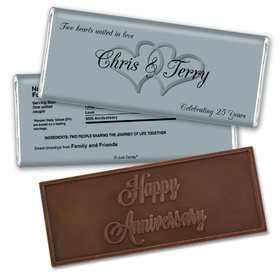 Anniversary Personalized Embossed Chocolate Bar Chocolate & Wrapper Always My One 25th Anniversary Favors