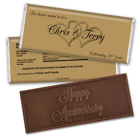 Anniversary Personalized Embossed Chocolate Bar Chocolate & Wrapper Always My One 50th Anniversary Favors