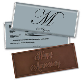 Anniversary Personalized Embossed Chocolate Bar Chocolate & Wrapper Formal 25th Anniversary Party Favors
