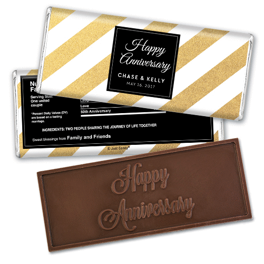 Embossed Happy Anniversary Shimmering Stripes Anniversary Favors
