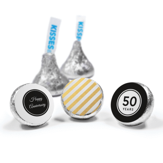 Personalized Hershey's Kisses Shimmering Stripes Anniversary Favors