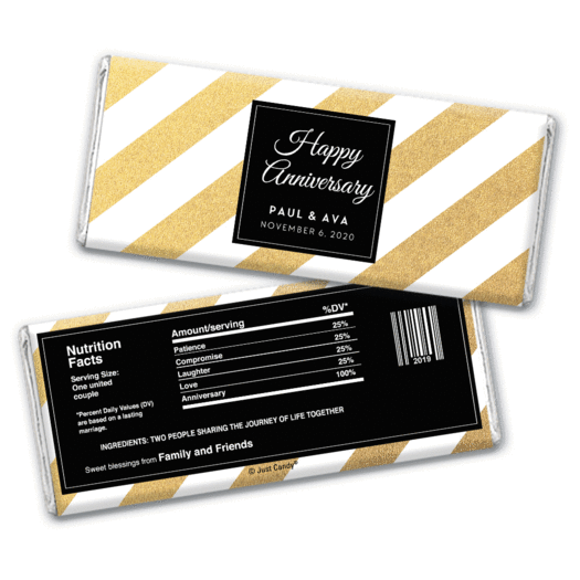 Personalized Chocolate Bar Wrappers Shimmering Stripes Anniversary Favors