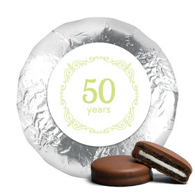 Anniversary Party Favors Green Swirls 50th Milk Chocolate Covered Oreo Cookies