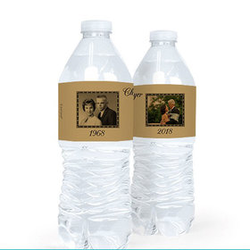 Personalized Anniversary 50th Fleur De Lis Water Bottle Sticker Labels (5 Labels)