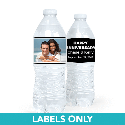 Personalized Anniversary Photo Water Bottle Sticker Labels (5 Labels)