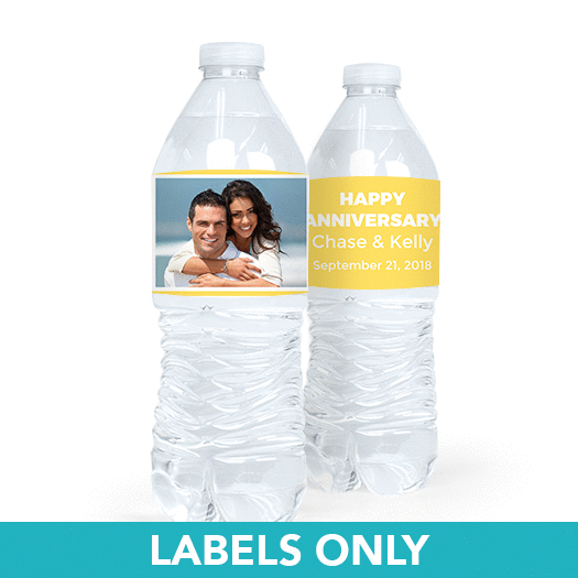 Personalized Anniversary Photo Water Bottle Sticker Labels (5 Labels)