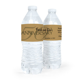 Personalized Anniversary Simple 50th Water Bottle Sticker Labels (5 Labels)