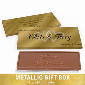 Deluxe Personalized 50th Anniversary Always My One Chocolate Bar in Gold Metallic Gift Box